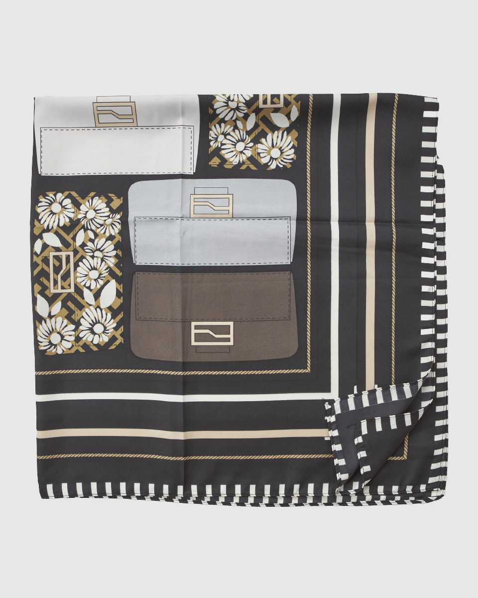 Εμπριμέ σατέν τετράγωνο φουλάρι Verde