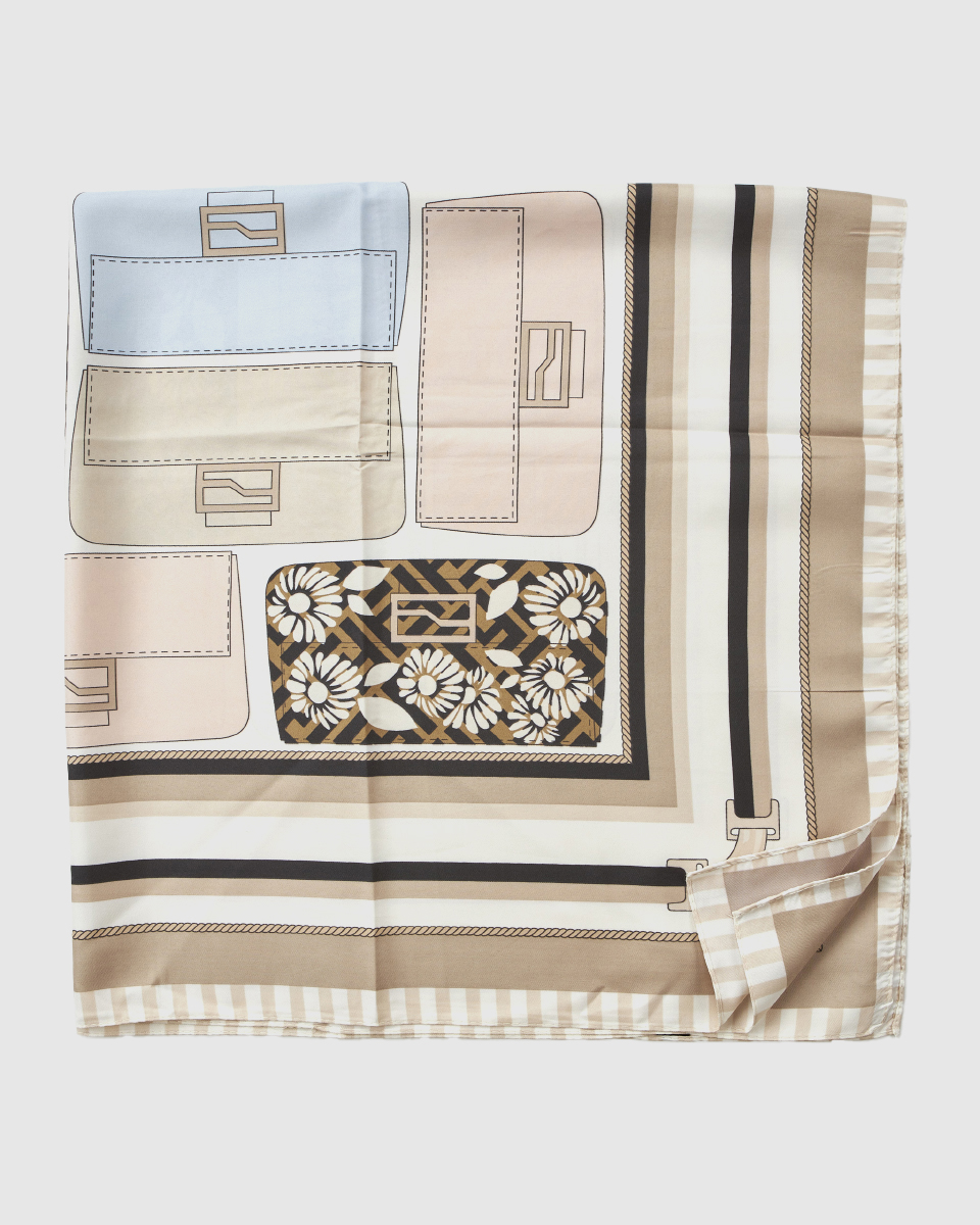 Εμπριμέ σατέν τετράγωνο φουλάρι Verde